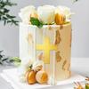 10cm Cross Cake Topper Acrylic Mirror Baptism Cake Decoration Gold Silver for Baptism Party Birthday Wedding DIY Cake Supplies 3.94inch view 1