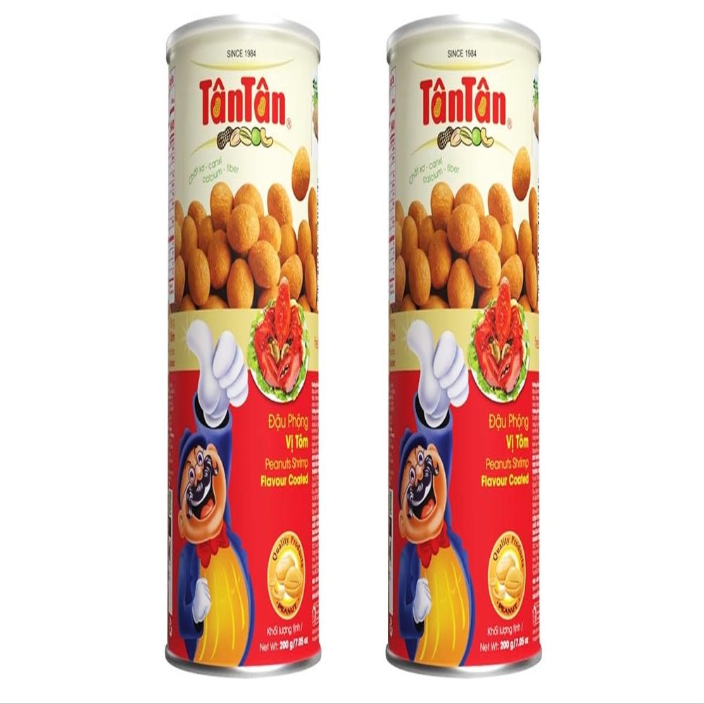 2 Packs - Shrimp Flavour Peanuts - Dau Phong Vi Tom - 7 Oz per Can with 2 Cans per Order