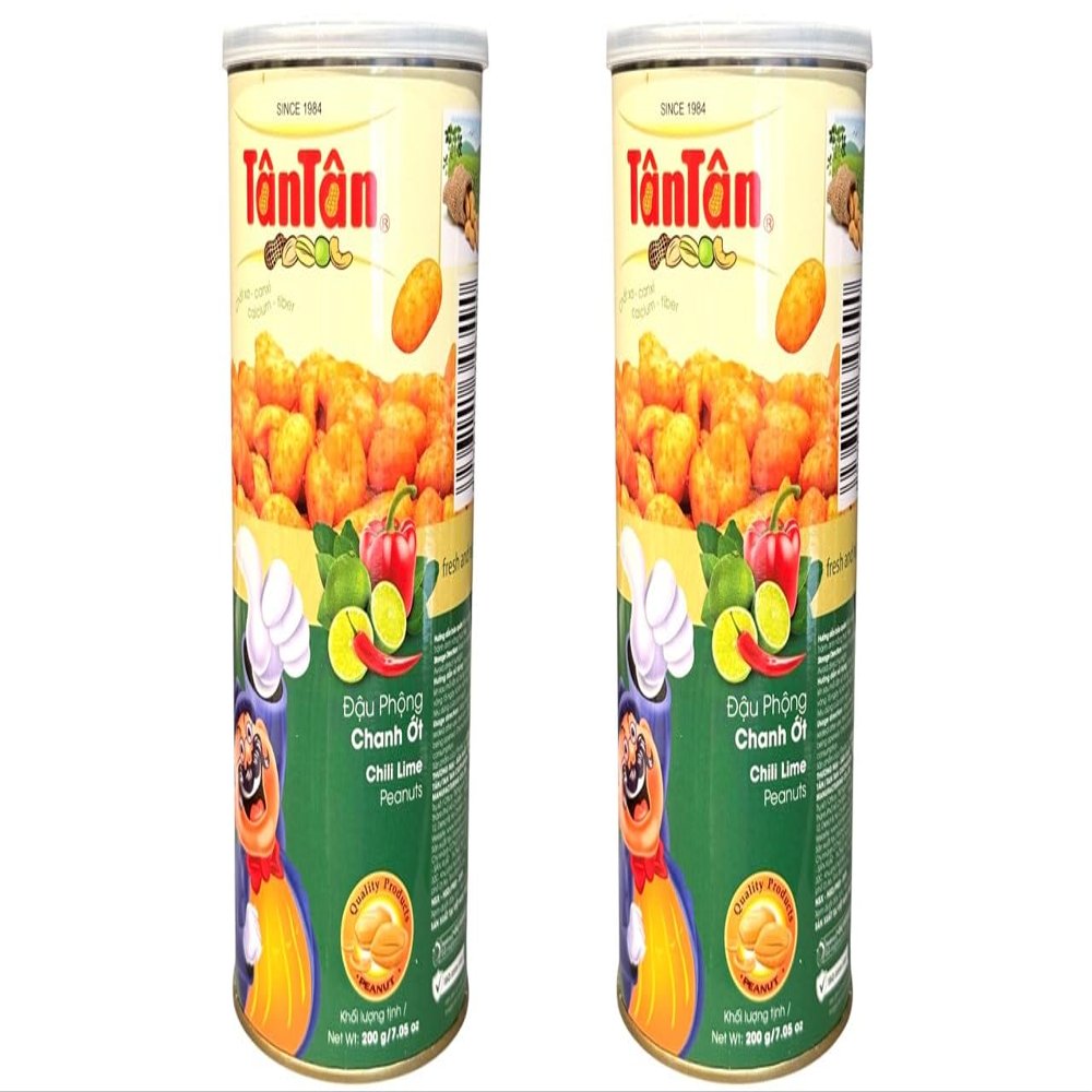 2 Packs - Chili Lime Peanuts - Dau Phong Chanh Ot - 7 Oz per Can with 2 Cans per Order