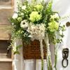 Artificial Floral Wreath for Front Door, White Green Flowers Wall Basket Wreath, Greenery Wreaths, 15 "W x 28 "H x 10 "D, Hanging Decorations for Livingroom Bedroom view 3