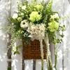 Artificial Floral Wreath for Front Door, White Green Flowers Wall Basket Wreath, Greenery Wreaths, 15 "W x 28 "H x 10 "D, Hanging Decorations for Livingroom Bedroom view 4