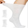 Artdear Colorful Bamboo Diabetic Socks for Men & Women - 2 Pairs Non Binding Extra Wide Crew Socks (US, Alpha, Large, Regular, Regular, White) view 1