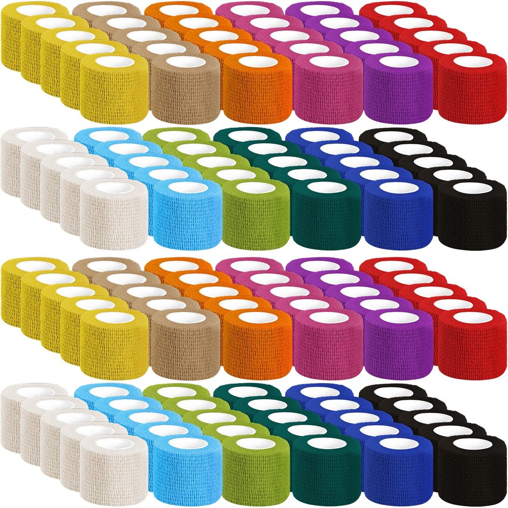 120 Pack Colorful Self Adhesive Bandage Wrap Bulk 2 Inch x 5 Yards Cohesive Bandage,Vet Wrap Breathable Elastic Self-Adherent Tape for Stretch Athletic Sports Wrist Ankle Dogs Pet Vet Wrap 12 Colors