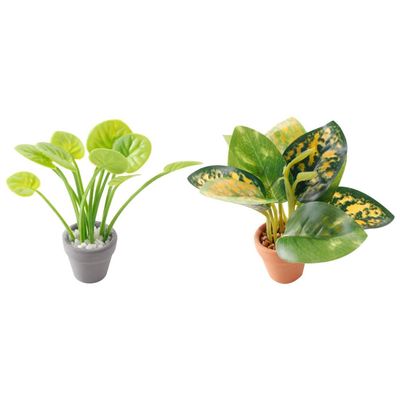 Abaodam 2pcs Bonsai Plants Realistic Faux Potted Greenery for Dollhouse Tiny Decor for Small Spaces Like Desks Nightstands Lightweight Low Maintenance Miniature Adornments