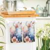 FADADII11 Kitchen Dish Towels Easter Egg Water Absorbent Hand Towels Spring Flower Leaves Tea Towels Dish Cloths for Kitchen Cleaning Drying 2 Pack view 2