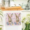 FADADII11 Kitchen Dish Towels Bunny Rabbit Flower Water Absorbent Hand Towels Leaves Pink Buffalo Plaid Tea Towels Dish Cloths for Kitchen Cleaning Drying 2 Pack view 2