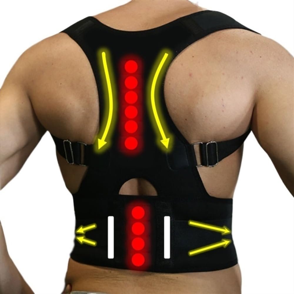 Magnetic Posture Corrector Back Brace for Women Men Orthopedic Corset Adjustable Upper Back Straightener Humpback Correction Belt Back Pain Relief Improve Thoracic Kyphosis(Black,Small)