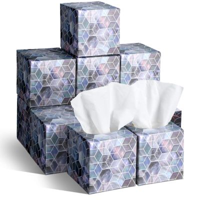 Fourluoo 12 Pack Facial Tissues Cube Boxes 600 Sheets 3 Ply Square Design