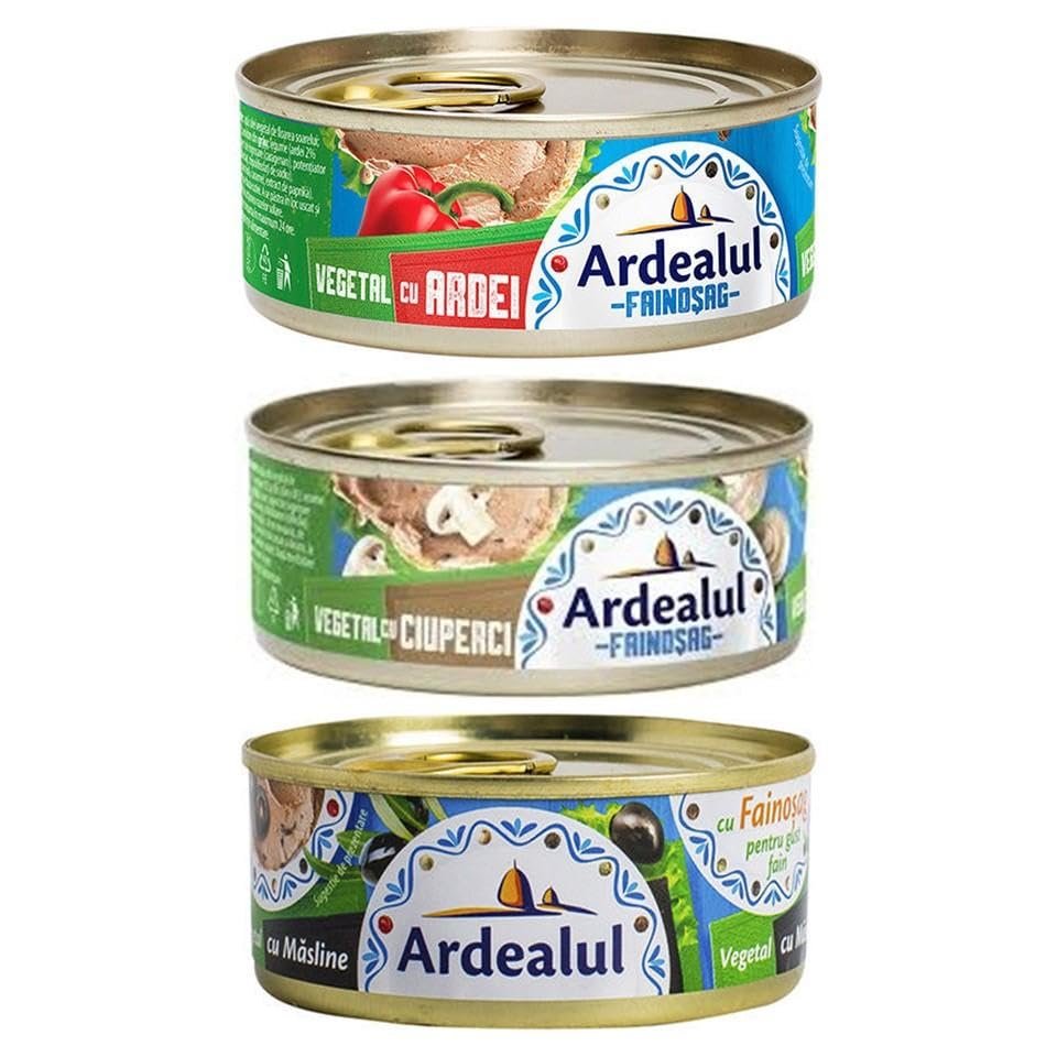 Ardealul Fainosag Vegan Vegetable Pate with Peppers, Olives and Mushrooms 100g each (Pack of 3)