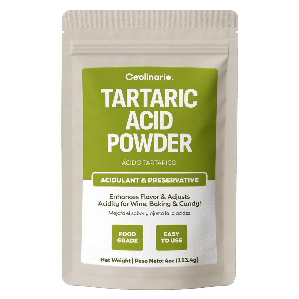 Coolinario Tartaric Acid Powder (4 OZ) Food Grade Natural Acidulant