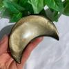 103g Golden Sheen Obsidian Slab Moon Carving with Metal Base Protective Crystal Art for Home Decor, Spiritual Healing & Unique Gifts view 2