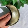 103g Golden Sheen Obsidian Slab Moon Carving with Metal Base Protective Crystal Art for Home Decor, Spiritual Healing & Unique Gifts view 4