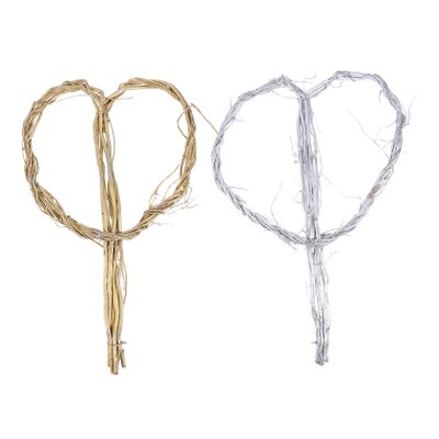 BIUDECO 2pcs Heart-Shaped Wicker Flower Wreath Frames for Bridal Bouquets Floral Arrangements and Decorations Colors for Weddings Anniversaries and Special Events