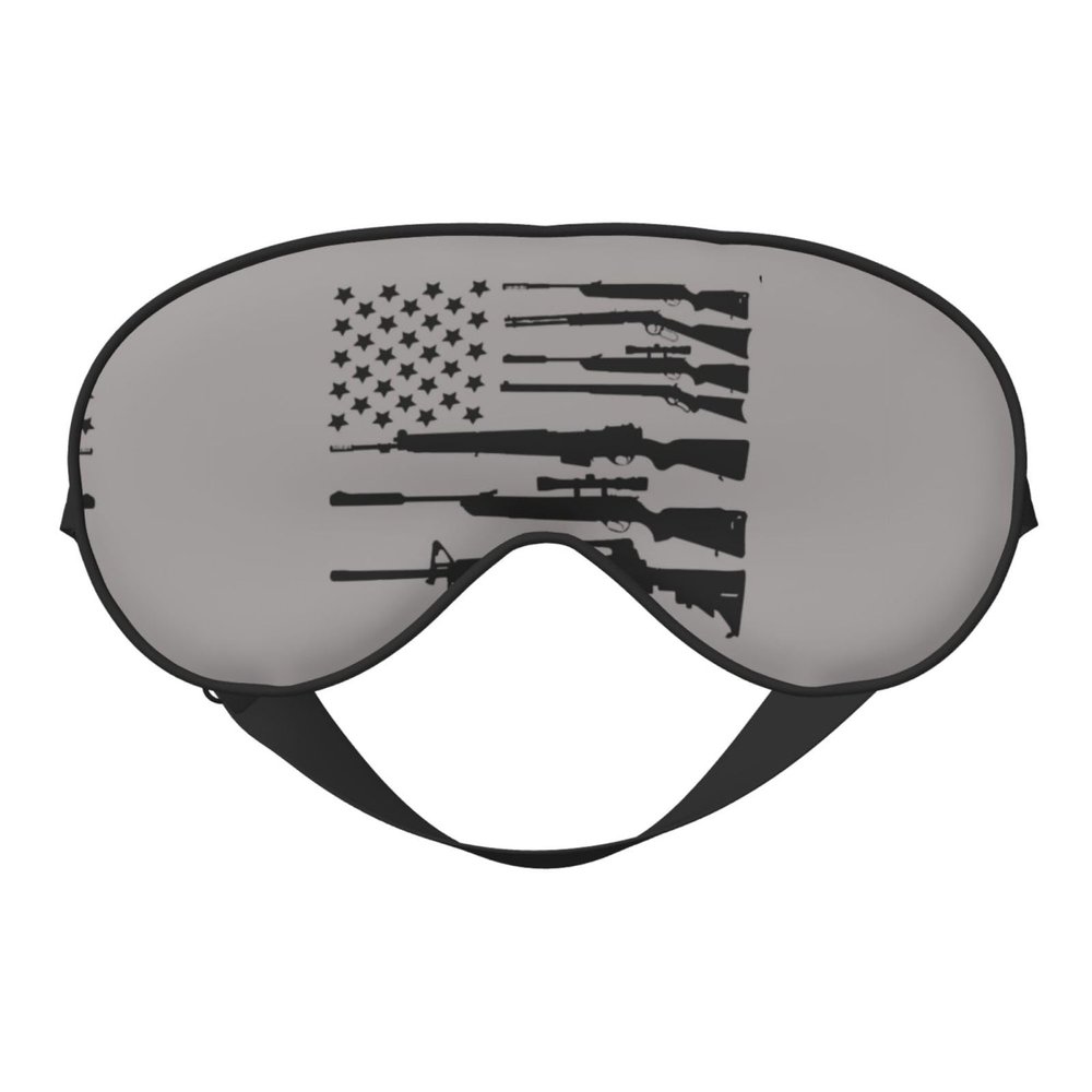 Gun America Flag Art Pattern Sleep Mask Adjustable Strap Blocks Light for Night Sleeping Travel Office Naps Aldult
