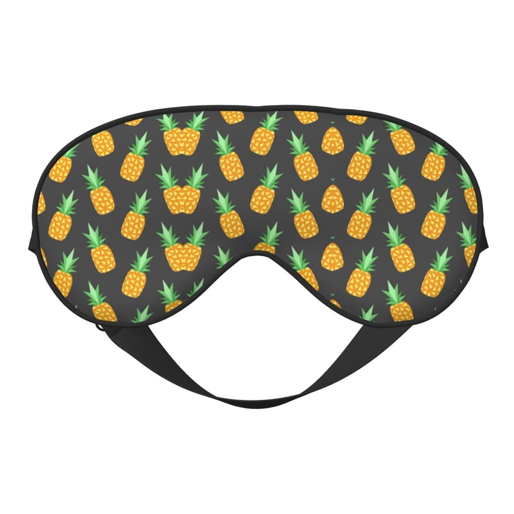 Cute Pineapple Pattern Sleep Mask Adjustable Strap Blocks Light for Night Sleeping Travel Office Naps Aldult