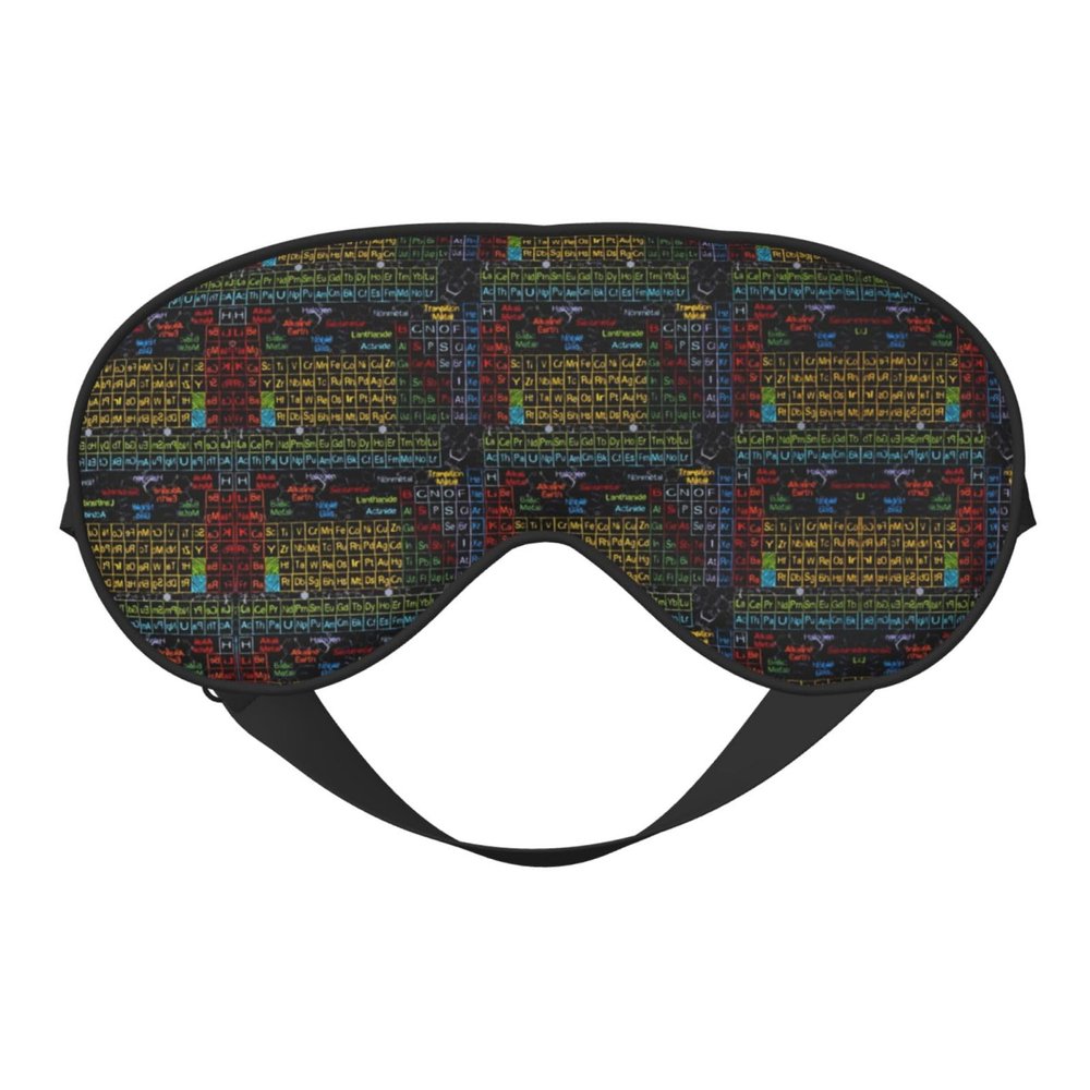 Periodic Table Sleep Mask Adjustable Strap Blocks Light for Night Sleeping Travel Office Naps Aldult
