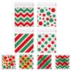 100 PCS Red Green Polka Dots Star Stripe Cellophane bags(4x4 Inch) Colorful Self Sealing Cookie Treat Snack Goodie Candy Goody Gifts Bags for Christmas Birthday Holiday Party Favors Supplies Wrap view 1