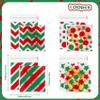 100 PCS Red Green Polka Dots Star Stripe Cellophane bags(4x4 Inch) Colorful Self Sealing Cookie Treat Snack Goodie Candy Goody Gifts Bags for Christmas Birthday Holiday Party Favors Supplies Wrap view 2