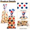 4th of July Patriotic Cellophane Treat Bags, 100PCS Patriotic Candy Bags, Plastic Clear Cello Red White Blue Cookies Goodie Gift Bag for Independence Day 4th fourth of July Veterans Memorial Day Party view 4