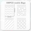 100 PCS White Polka Dots Star Stripe Cellophane bags(4x4 Inch) Winter Frozen Self Sealing Cookie Treat Snack Goodie Candy Goody Gifts Bags for Christmas Birthday Holiday Party Favors Supplies Wrap view 2