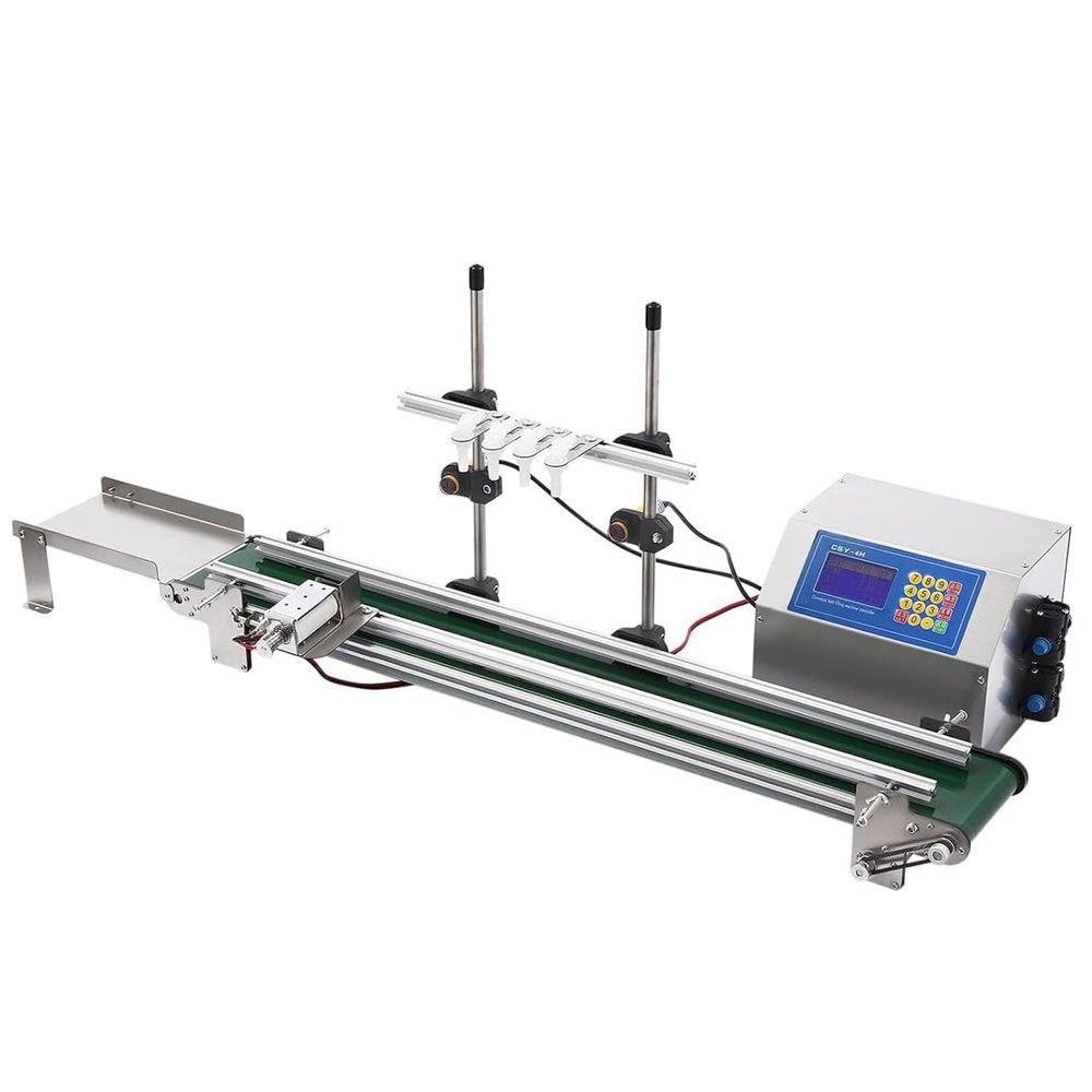 4-Head Automatic Liquid Filling Machine, 10-500ml Bottle Filling Machine with Conveyor Belt, 150W Mini Automatic Production Line Combo Bottle Filler Desktop Version for Juice Wine Detergento