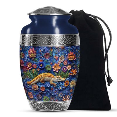 JAGSHASHI Alligator Large Urn Human Ash Adult - Burial Urn for Ashes - Burial Urns for Adult Human Ashes - Memorial Urns - 10 Inch