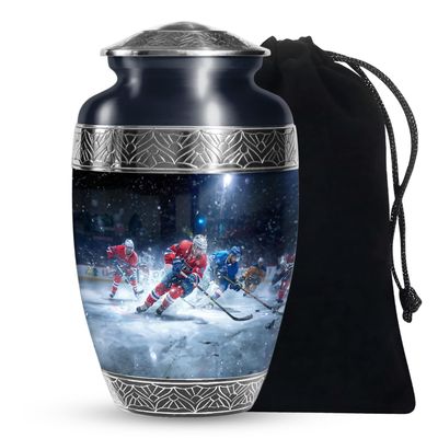 JAGSHASHI Ice Hockey Large Urn Human Ash Adult - Funeral Urn Ashes - Burial Urns for Adult Human Ashes - Cremation Urns for Burial - 10 Inch