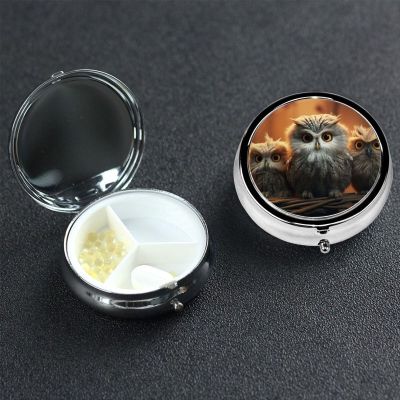 Pill Box Small Pill Case 3 Compartment Cute Medicine Organizer Cute Owl Baby Travel Pillbox Portable Pill Container Holder Vitamin Organizer to Hold Fish Oils Supplements