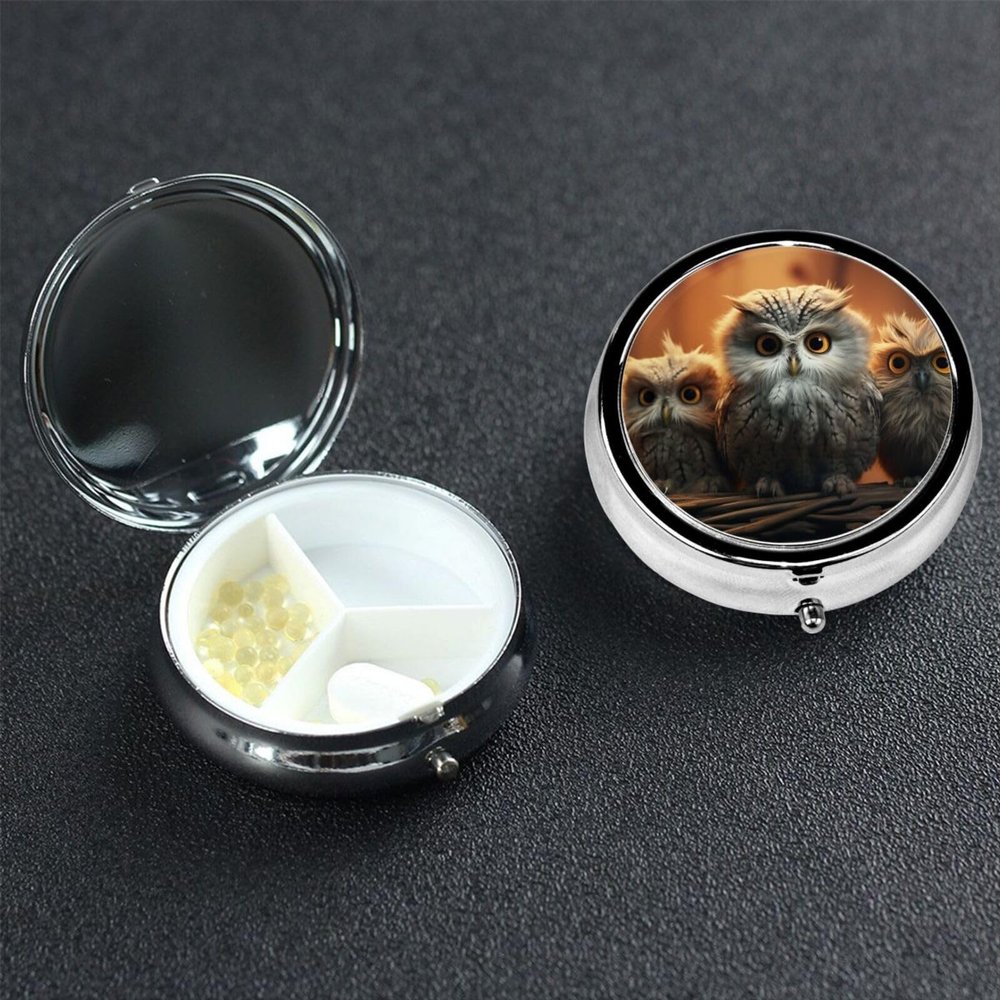 Pill Box Small Pill Case 3 Compartment Cute Medicine Organizer Cute Owl Baby Travel Pillbox Portable Pill Container Holder Vitamin Organizer to Hold Fish Oils Supplements