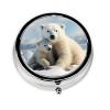Pill Box Small Pill Case 3 Compartment Cute Medicine Organizer Cute Polar Bear Travel Pillbox Portable Pill Container Holder Vitamin Organizer to Hold Fish Oils Supplements view 2