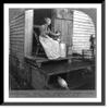 Historic Framed Print, Churning butter with old-fashioned dasher churn, creamery, East Aurora, N.Y., 17-7/8" x 21-7/8" view 1