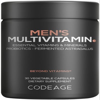 Codeage Men's Multivitamin - Daily Vitamins for Men with Vitamin A, C, D3, E, B12, Magnesium, Zinc, Iron, Chromium, Probiotics, Astragalus & More - 1 Capsule Per Serving - 30 Capsules