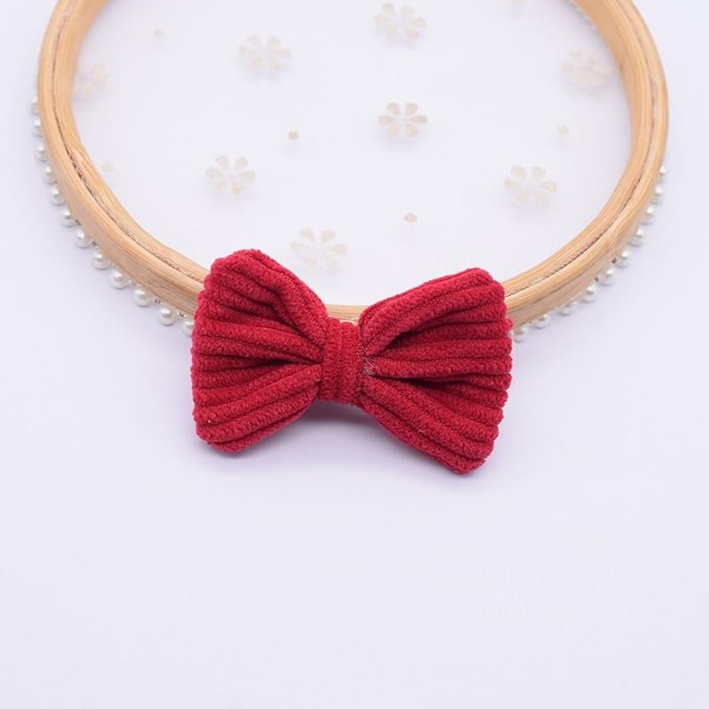 NingPower 20 Pcs Corduroy Bow Tie Bows, Cute Bowknot for Crafts, Sewing, Wedding, Birthday, Party, Clothing Accessories, Red