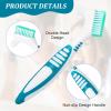 BOHUIZ 2pcs Denture Brush, Denture Cleaning Brush Set with White Carrying Case Denture Toothbrushes with Multi-Layered Soft Bristles and Rubber Anti-Slip Handle (Purple + Green) view 2