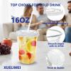 16oz Disposable Stemless Glasses with Flat Lids and Straws,PET Disposable Drinking Cups,Clear Plastic Wine Glasses for Parties Birthday,Wedding,Meeting,Christmas Party Supplies. (100, Transparent) view 3