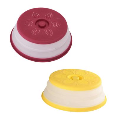 CIYODO 2pcs Microwave Splatter Cover Set Anti-sputtering Food Covers Red and Yellow and Multi-functional for Microwave Food Freshness and Vegetable Washing