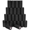 24 Pack Self Adhesive Bandage Wrap, 4 x 5 Yards Cohesive Medical Tape Elastic Grip Tape Black Sports Tape Athletic for Ankle, Wrist Sprains, Pet First Aid (Black, 4 Inch) view 1
