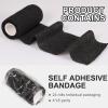 24 Pack Self Adhesive Bandage Wrap, 4 x 5 Yards Cohesive Medical Tape Elastic Grip Tape Black Sports Tape Athletic for Ankle, Wrist Sprains, Pet First Aid (Black, 4 Inch) view 2