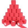 24 Pack Self Adhesive Bandage Wrap, 2 x 5 Yards Cohesive Medical Tape Elastic Grip Tape Red Sports Tape Athletic for Ankle, Wrist Sprains, Pet First Aid (Red, 2 Inch) view 1