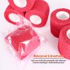 24 Pack Self Adhesive Bandage Wrap, 2 x 5 Yards Cohesive Medical Tape Elastic Grip Tape Red Sports Tape Athletic for Ankle, Wrist Sprains, Pet First Aid (Red, 2 Inch) view 2