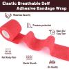 24 Pack Self Adhesive Bandage Wrap, 2 x 5 Yards Cohesive Medical Tape Elastic Grip Tape Red Sports Tape Athletic for Ankle, Wrist Sprains, Pet First Aid (Red, 2 Inch) view 3