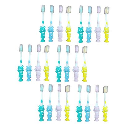 HOLIDYOYO Kid's Toothbrush Kit 24pcs U-Shaped Cartoon Toothbrushes Portable Comfortable Bamboo Brush