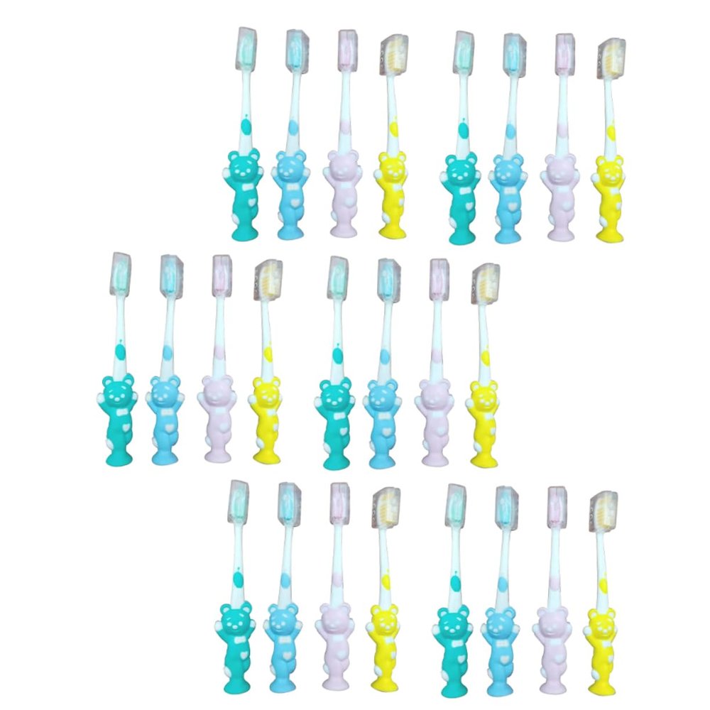 HOLIDYOYO Kid's Toothbrush Kit 24pcs U-Shaped Cartoon Toothbrushes Portable Comfortable Bamboo Brush