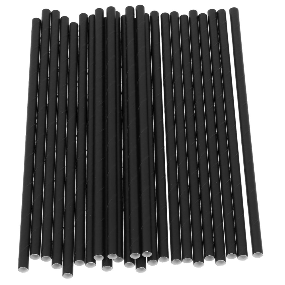 200pcs Extra Long Bar Straws Black Paper Straws Safe for Occasions