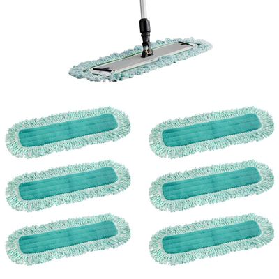 6 Pack Heavy-Duty Microfiber Dust Mop Refills, 24" Replacement Dry Floor Pads for Industrial and Commercial Use, Wall Sweeper Mop