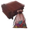 100 Pc 4x6 inch Organza Gift Wrap Bags Brown for Baby Shower,Christmas,Party Favors,Birthday,Wedding,Bridal Shower,Holiday Drawstring Sheer Fabric Clear Mesh Plain Sachet for Jewelry,Candy,Cookie view 1