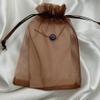 100 Pc 4x6 inch Organza Gift Wrap Bags Brown for Baby Shower,Christmas,Party Favors,Birthday,Wedding,Bridal Shower,Holiday Drawstring Sheer Fabric Clear Mesh Plain Sachet for Jewelry,Candy,Cookie view 3