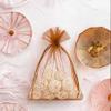 100 Pc 4x6 inch Organza Gift Wrap Bags Brown for Baby Shower,Christmas,Party Favors,Birthday,Wedding,Bridal Shower,Holiday Drawstring Sheer Fabric Clear Mesh Plain Sachet for Jewelry,Candy,Cookie view 4