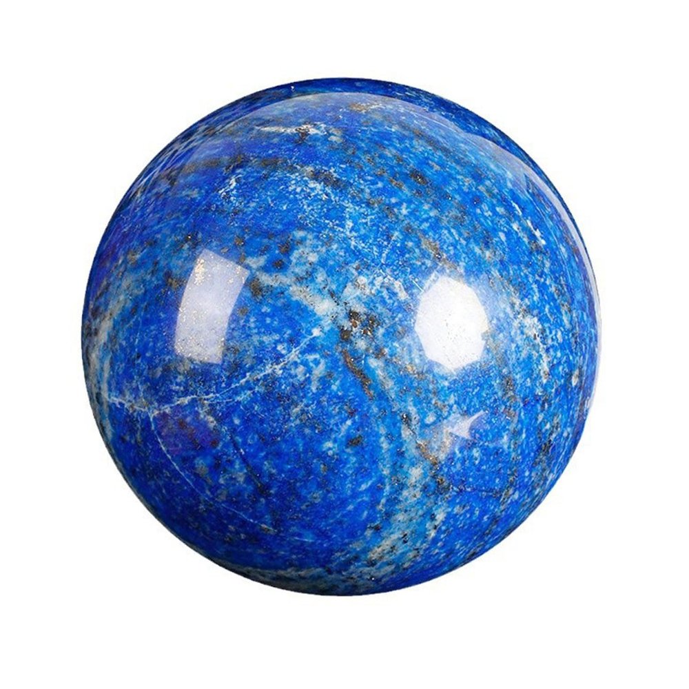 UNYQBFKM Natural Lapis Lazuli Crystal Sphere Ball with Wooden Stand Feng Shui Quartz Healing Crystal Ball for Meditation/Divination/Chakra Balance/Yoga/Home/Office Decoration,9cm/3.5in