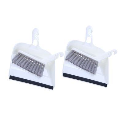 IWOWHERO 2sets Mini Broom and Dustpan Set for Kitchen Desktop Cleaning White Compact Design for Dining Table Keyboard and Car Use Deep Concave Dustpan for Easy Dust Collection